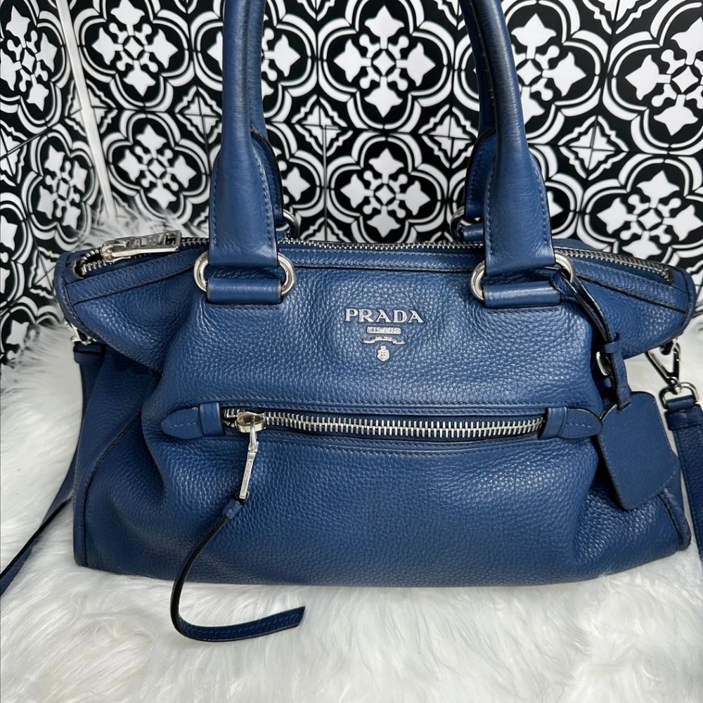 Prada Blue Leather Satchel